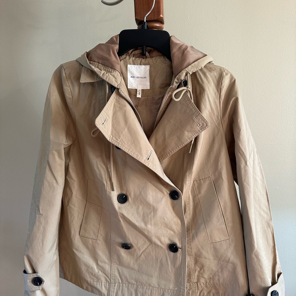 Avec Les Filles Beige Double-Breasted Trench Coat